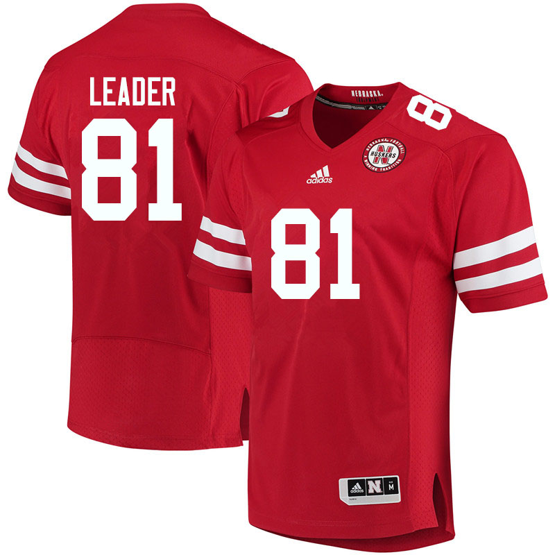 Men #81 Nick Leader Nebraska Cornhuskers College Football Jerseys Sale-Red